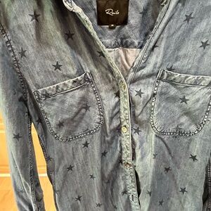 Rails Blue Star Patterned Denim Shirt